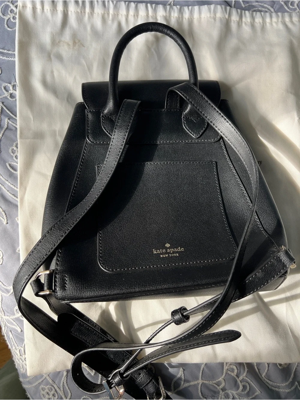 kate spade Black Leather Mini Backpack with Spade Lock
